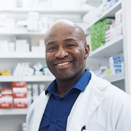 Pharmacist at the prescription counter